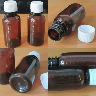 100 ml dzintara PET sīrupa pudele