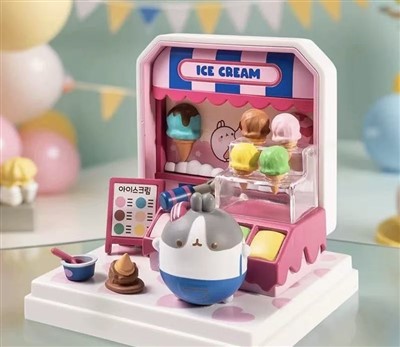 Molang Milk House — miniatūra veikala celtniecības komplekts žalūziju kaste